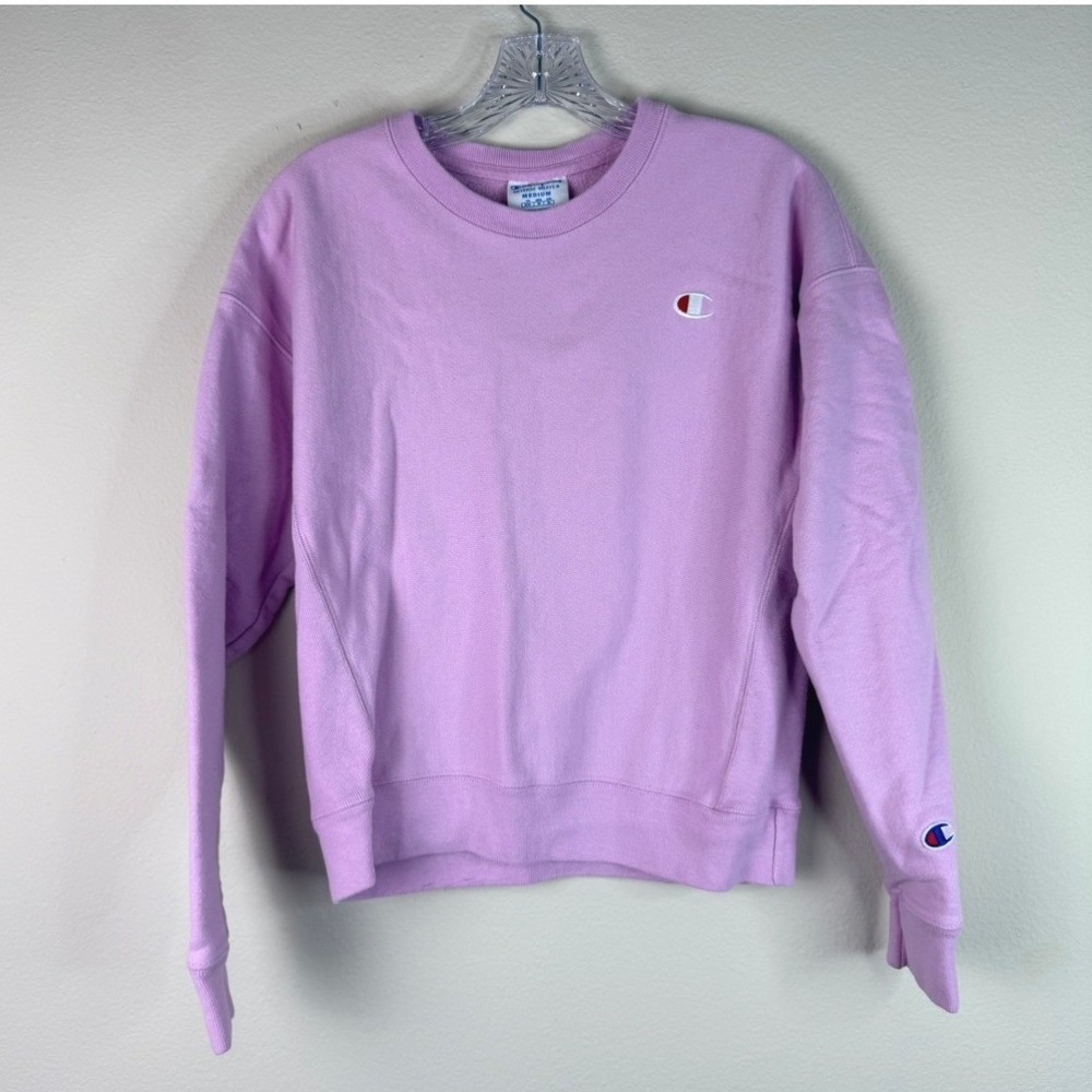 Champion Sweatshirt Women Medium Reverse Weave GF750 Pink Pullover Crewneck Logo - Picture 1 of 6